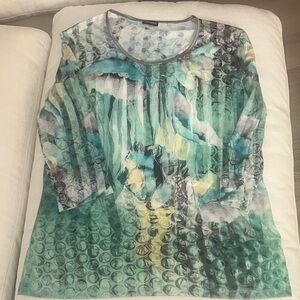 Gerry Weber Abstract Watercolor 3/4 Sleeve Top Size 44